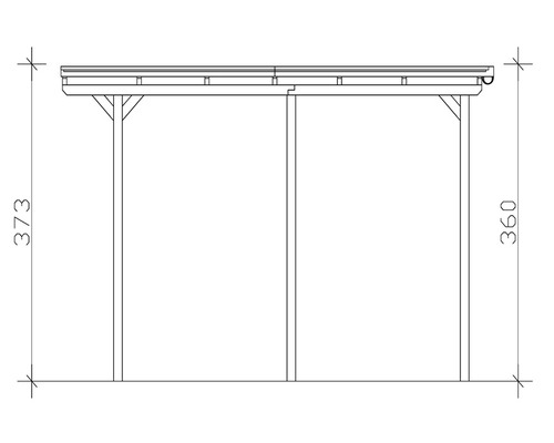 Technische Zeichnung eines Carports mit Maßangaben