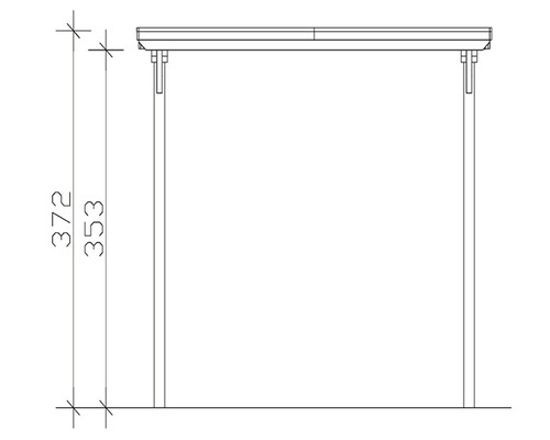 Technische Zeichnung einer Überdachung mit Höhenangabe