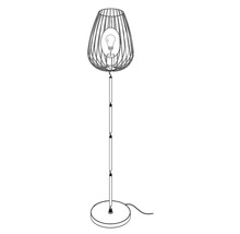 Stehlampe mit Lampenschirm aus Metallstreben und Leuchtmittel