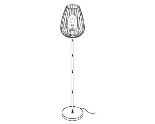 Stehlampe mit Lampenschirm aus Metallstreben und Leuchtmittel