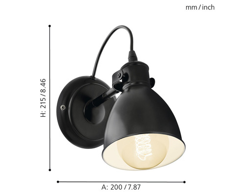 Schwarze Wandleuchte mit industriellem Design