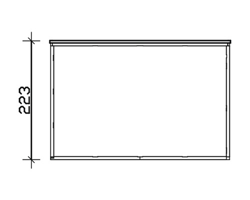 Technische Zeichnung eines Schranks mit Höhenangabe 223