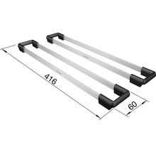 Zwei Geschirrtuchhalter aus Metall mit den Maßen 416 x 60 Millimeter