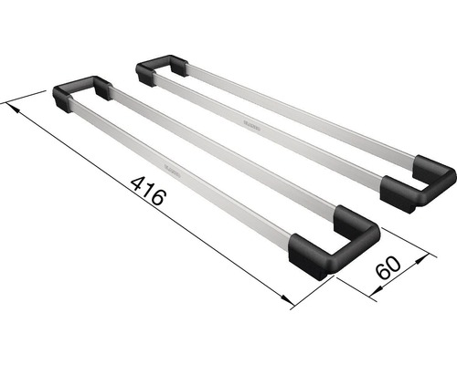 Zwei Geschirrtuchhalter aus Metall mit den Maßen 416 x 60 Millimeter