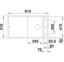 Spüle Blanco Axia III 5 S 510x915 mm mit Esche-Compound-Brückenschneidbrett felsgrau