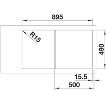 Spüle Blanco Axia III 5 S 510x915 mm mit Esche-Compound-Brückenschneidbrett felsgrau