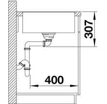 Flächenbündige Spüle Blanco Axia III 5 S-F 500x905 mm mit Esche-Compound-Brückenschneidbrett felsgrau