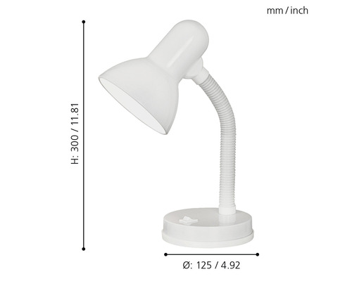 Tischlampe 1-flammig H 300 mm Basic weiß | HORNBACH AT