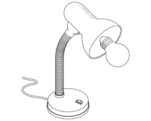 Schreibtischlampe mit flexiblem Hals und Glühbirne