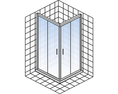 Eckdusche mit Glasabtrennung im Badezimmer