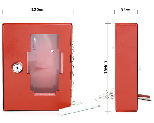 Feuerlöscherkasten mit den Maßen 120 mal 150 mal 32 Millimeter