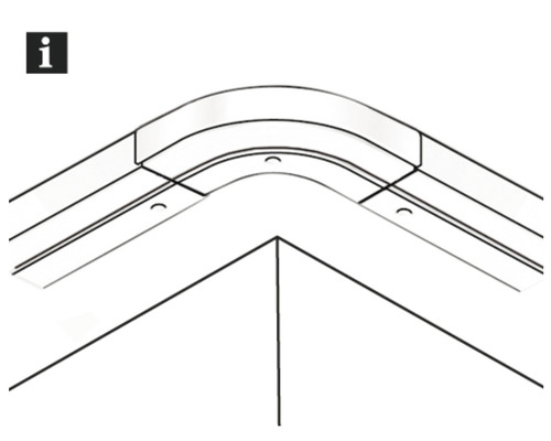 Illustration einer Eckverbindung für eine Gardinenschiene