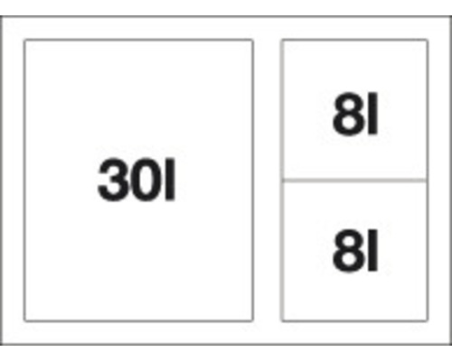 Mülltrennsystem mit einem 30 Liter Behälter und zwei 8 Liter Behältern
