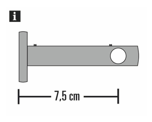 Abbildung eines Halters mit einer Länge von 7,5 cm