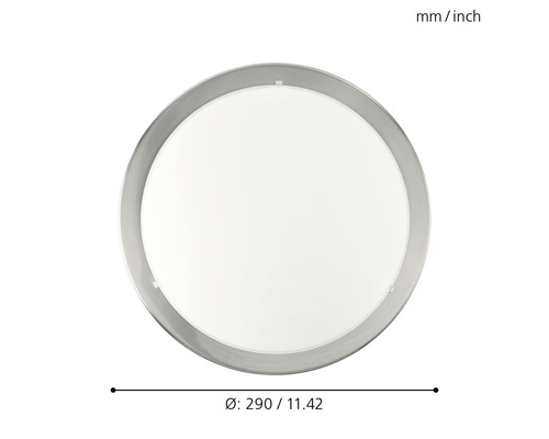 Runde Deckenleuchte mit einem Durchmesser von 290 Millimeter.