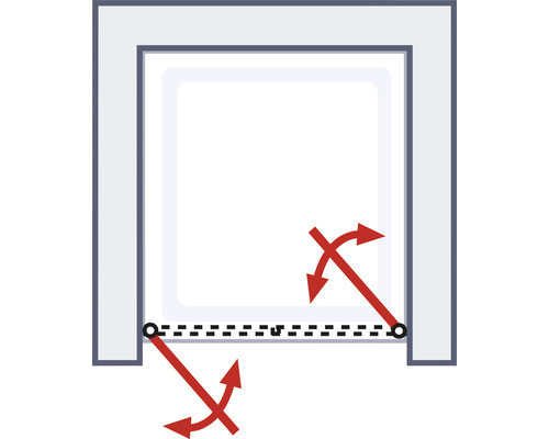 Illustration einer Drehtür mit Pfeilen, die die Drehbewegung andeuten