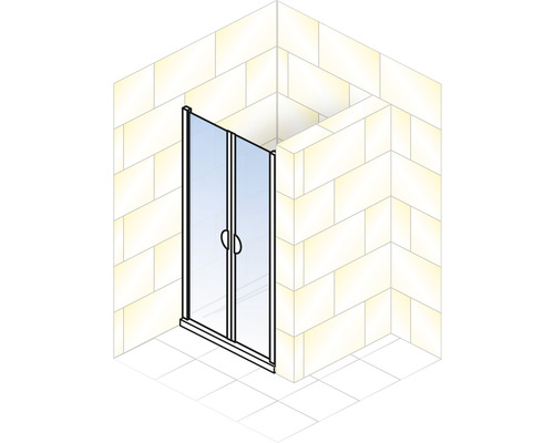 Duschtür mit zwei Türen in einer Badezimmerecke