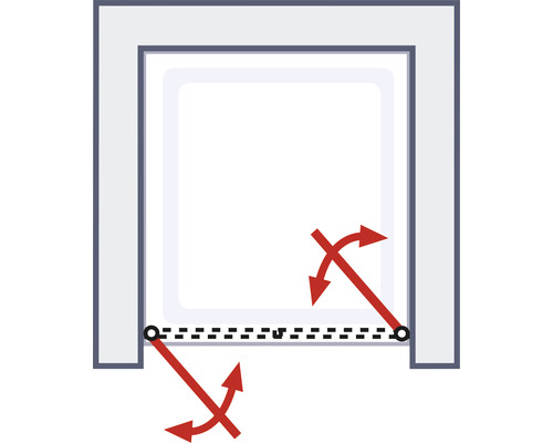 Illustration einer Drehtür mit Schwingachse