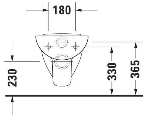 Technische Zeichnung eines Wand-WCs mit Bemaßung