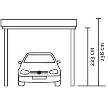 Abbildung eines Carports mit Höhenangaben 223 cm und 238 cm