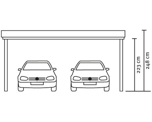 Doppelcarport mit Höhenangabe