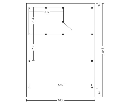 Technische Zeichnung mit Maßangaben