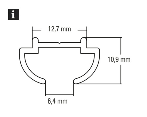 Technische Zeichnung eines Profils mit Maßangaben in Millimetern