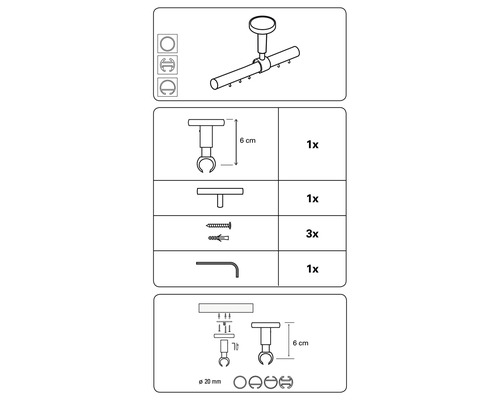 Montageanleitung für eine Gardinenstange mit Zubehör