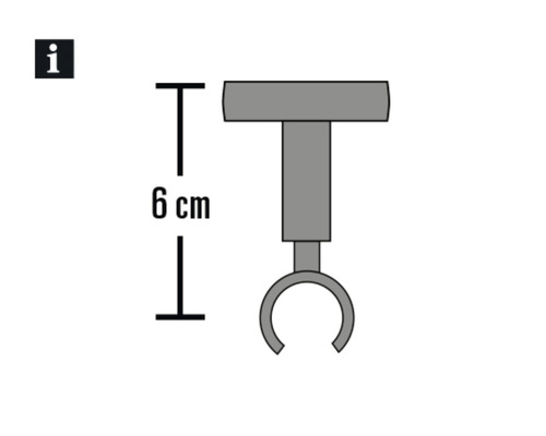 Technische Zeichnung eines Halters mit einer Höhe von 6 Zentimetern