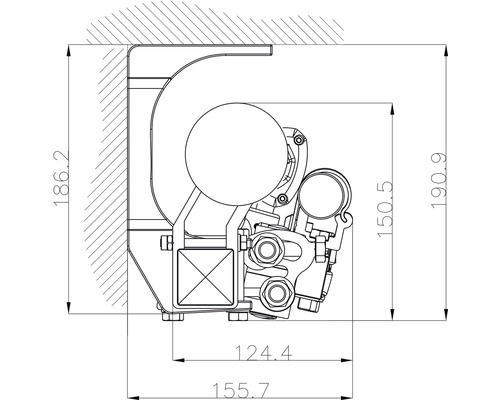 Technische Zeichnung mit Maßangaben