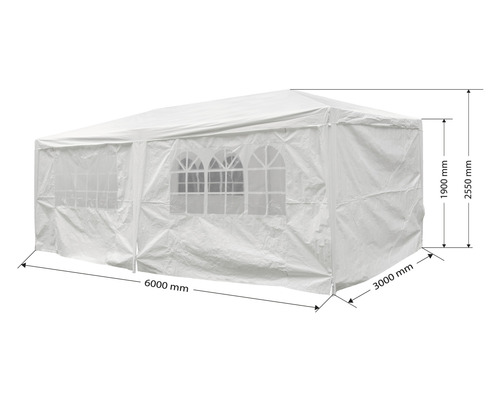 Weißes Partyzelt mit Abmessungen