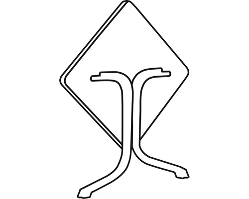 Umrisszeichnung eines quadratischen Tisches mit vierbeiniger Basis