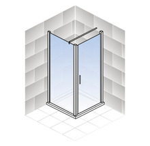 Eckdusche mit Glastür im Badezimmer