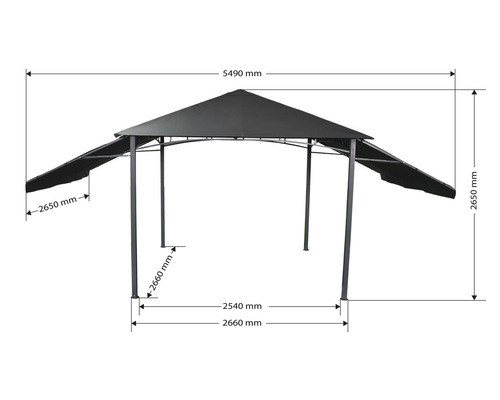 Abbildung eines Pavillons mit Maßangaben
