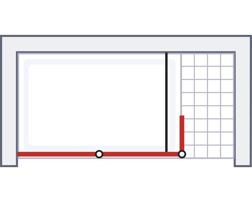 Grundrissansicht eines Raumes mit roter Markierung für die Verkabelung.