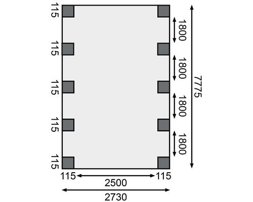 Technische Zeichnung mit Maßangaben