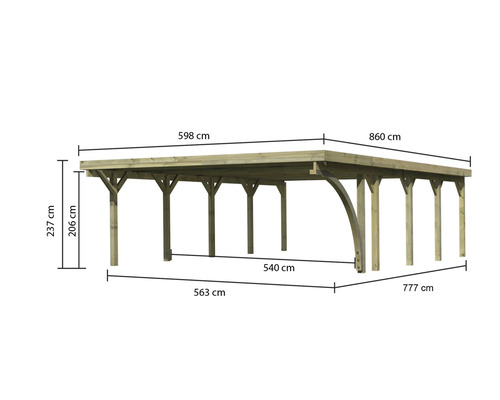 Holzcarport mit Abmessungen