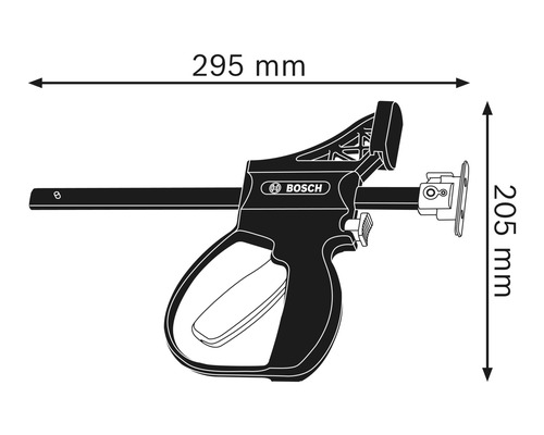 Bosch Einhandzwinge mit den Maßen 295 mm Breite und 205 mm Höhe