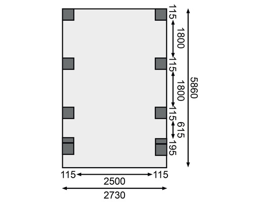 Grundriss mit Maßangaben für ein Bauprojekt