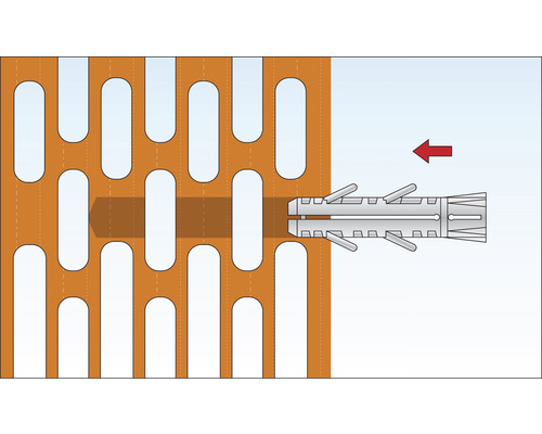 Illustration einer Dübelbefestigung in Lochziegel