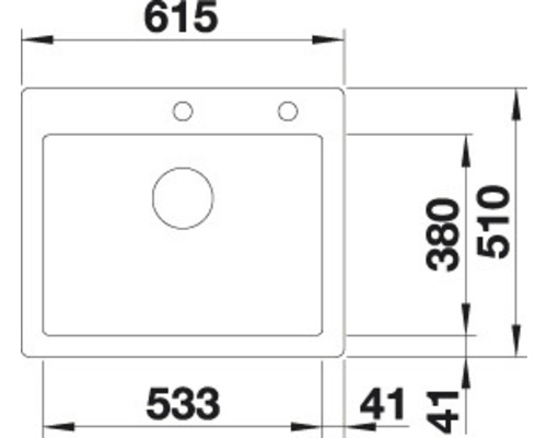 Technische Zeichnung einer Küchenspüle mit Maßangaben