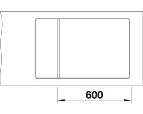 Technische Zeichnung eines Waschbeckens, Breite 600 Millimeter