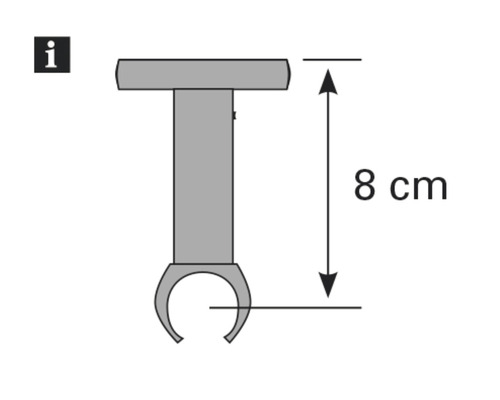 Illustration eines Lampenhalters mit einer Höhe von 8 cm