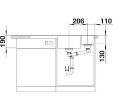 Schema einer Spüle mit Maßen