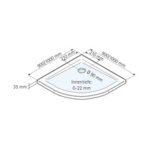 Flaches Viertelkreis-Duschwannen-Set Schulte ExpressPlus 100x100x3, 5 cm weiß-thumb-2