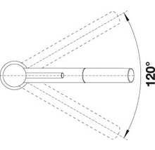 Diagramm einer Armatur mit einem Schwenkbereich von 120 Grad
