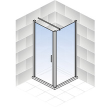 Eckdusche mit Glastür und Rahmen