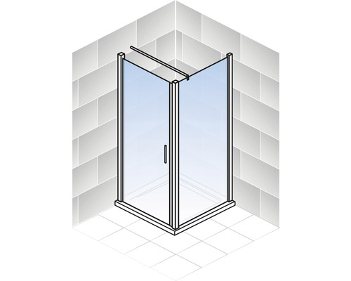Eckdusche mit Glastür und Rahmen