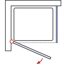 Diagramm einer schwenkbaren Badewannenwand