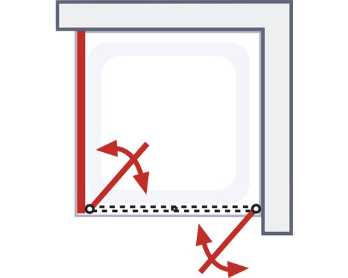 Illustration einer Fensterabdichtung mit roten Pfeilen, die die Installation veranschaulichen